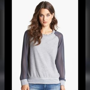 Gibson grey embellished sweatshirt small petite